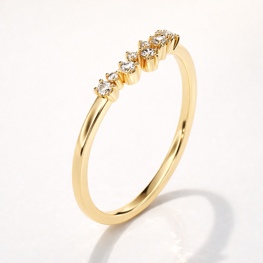 Yellow gold cluster diamond wedding band for women
