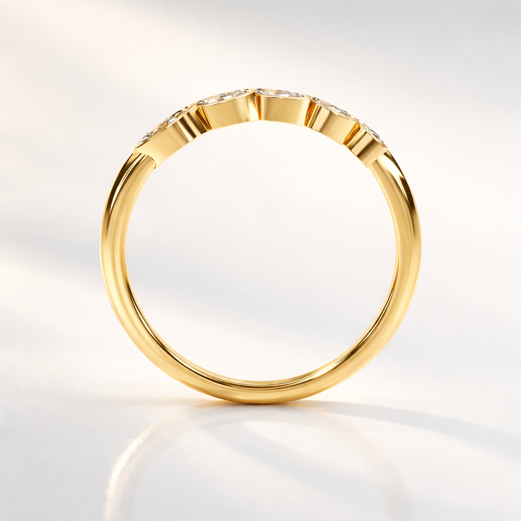 Yellow Gold Bezel Marquise Wedding Band