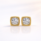 Screw Back Earrings With Cushion Cut Diamond Or Moissanite
