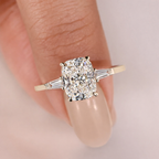 Moissanite Engagement Ring Style Cushion Cut Ring With Side Baguettes
