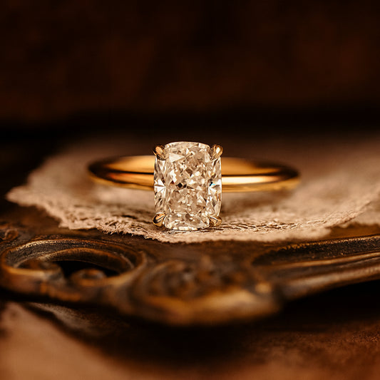 Promise Rings Cushion Cut Solitaire Moissanite Ring In 10K Yellow Gold Band With Diamond-Like Sparkle For Engagements