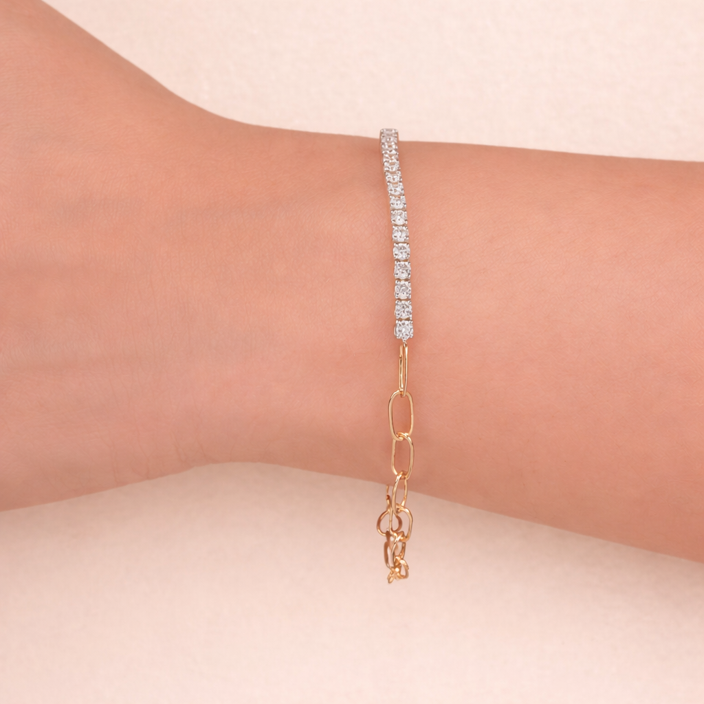 Diamond paperclip bracelet for women
