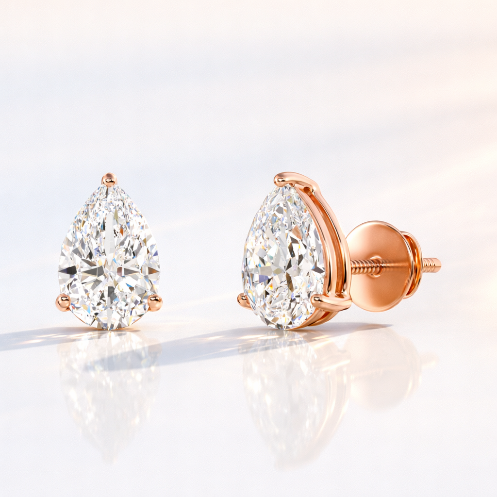 Pear Cut Diamond Or Moissanite Teardrop Earrings
