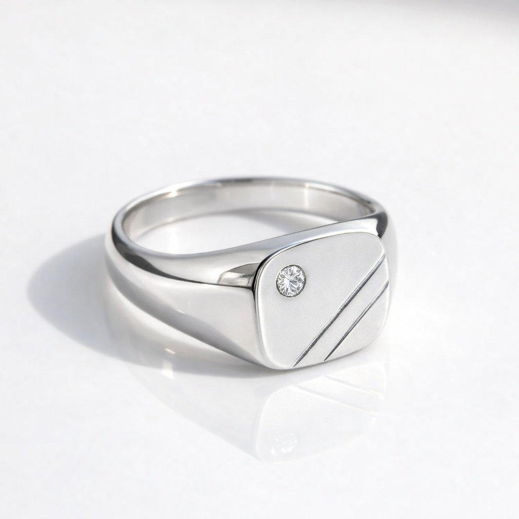 Modern Wedding Band Gold Signet Ring Custom Signet Ring Diiro Men's Wedding Band.
