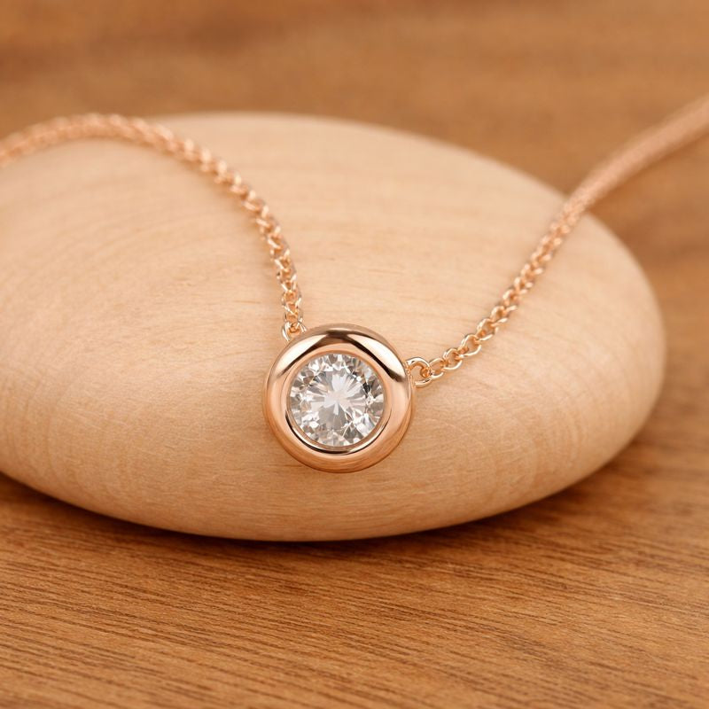 Minimal Pendant With Bezel Set Diamond Pendant In White Gold Pendant
