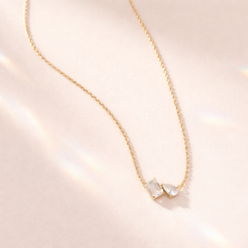 Lab Diamond Pendant Featuring Toi Et Moi Pendant With Pear And Emerald Cut Diamond Or Moissanite
