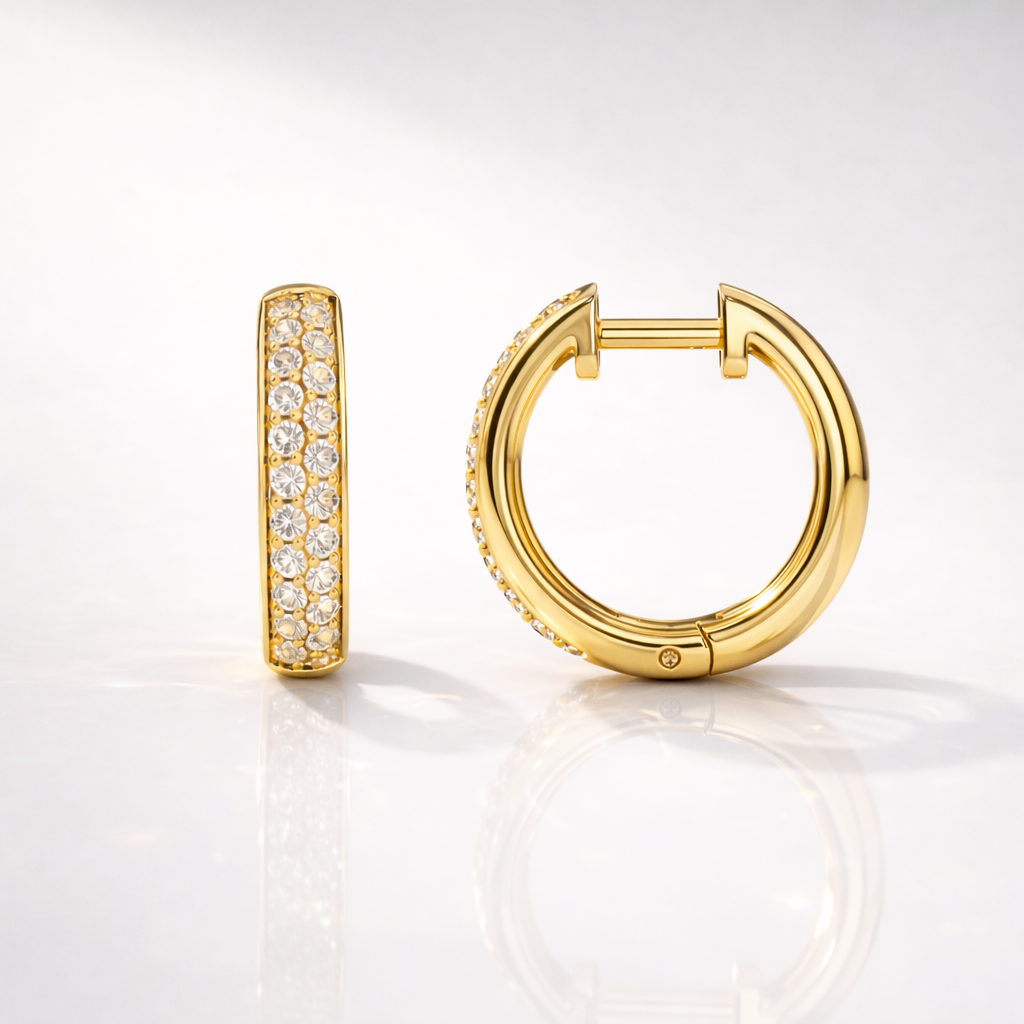 Custom Earrings Diamond Huggie Hoop Earrings
