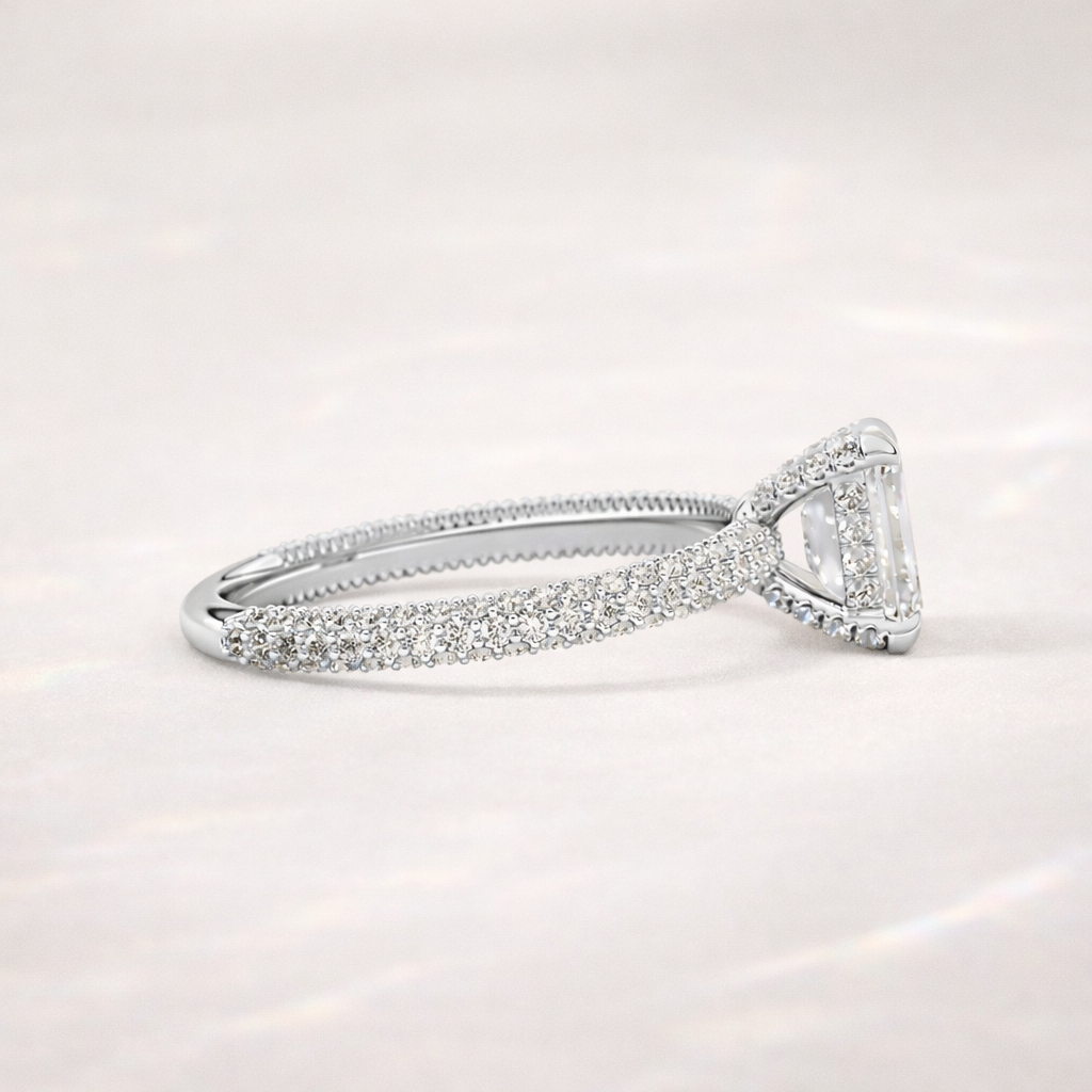 Rose Gold Engagement Ring With Pave Diamond And Hidden Halo
