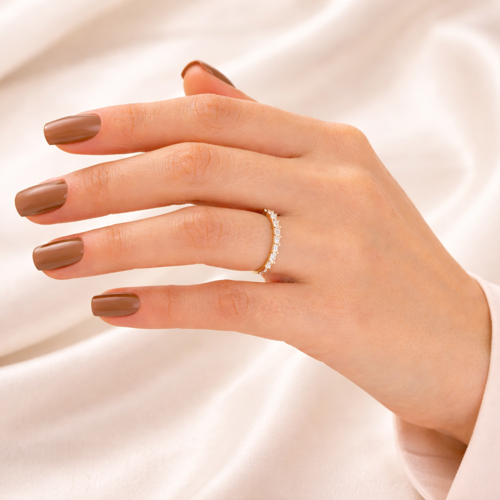 Rose Gold Baguette Diamond Dainty Wedding Band
