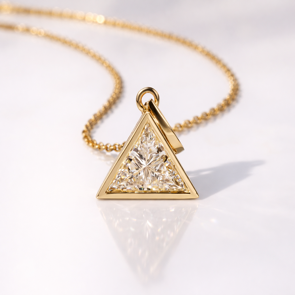 Triangle Pendant Bezel Diamond Pendant Moissanite Pendant Diiro Pendant
