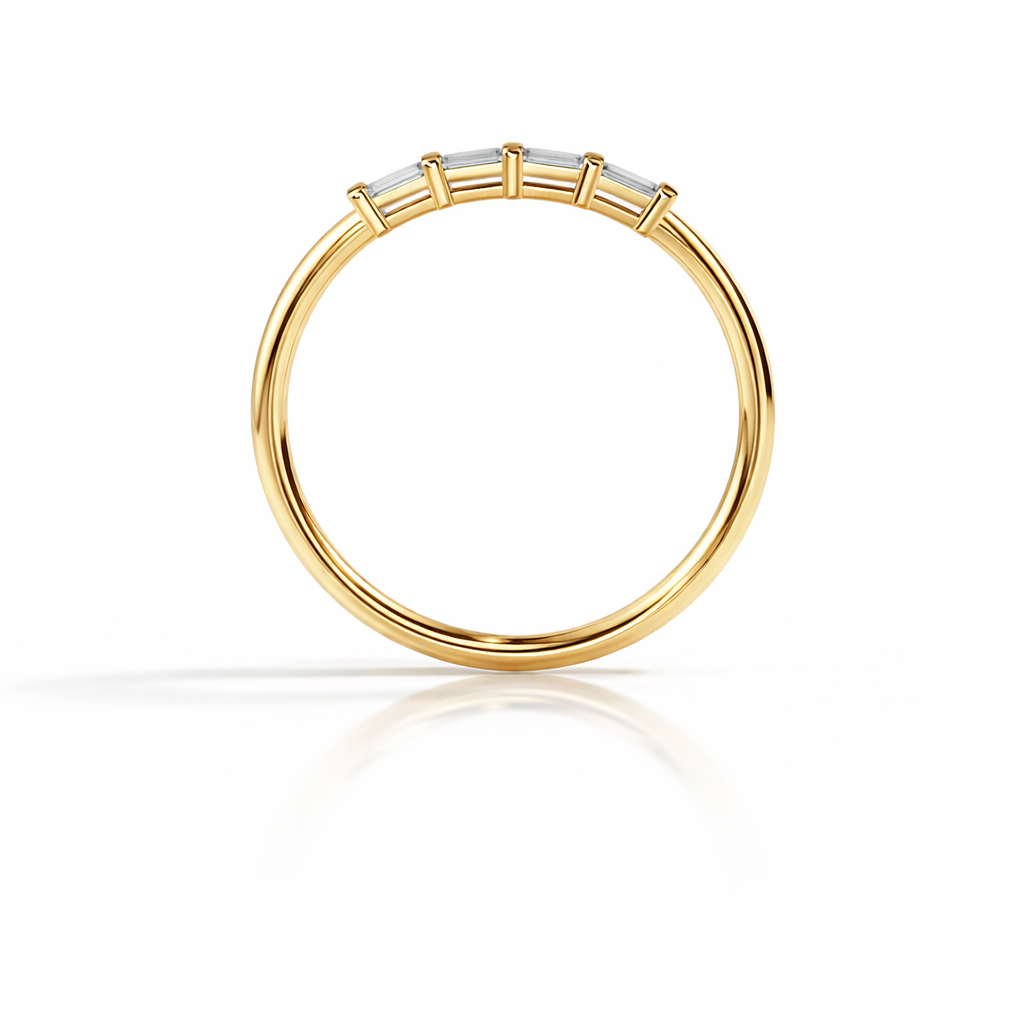 Elegant 4 Diamond Minimalist Baguette Wedding Ring

