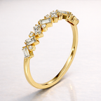 Dainty Baguette And Round Diamond Wedding Band With Modern Design Style
