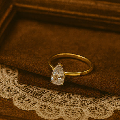 Classic Pear Shaped Moissanite Solitaire Ring For Proposal, Ideal Gift For September Born Birthstone Jewelry Lovers