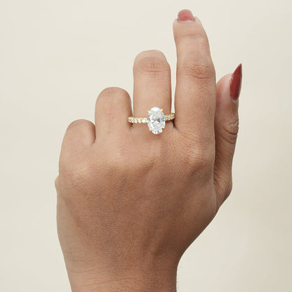 Oval Cut Moissanite Ring, 1ct Halo Yellow Gold Engagement Fine Jewelry With Sparkle