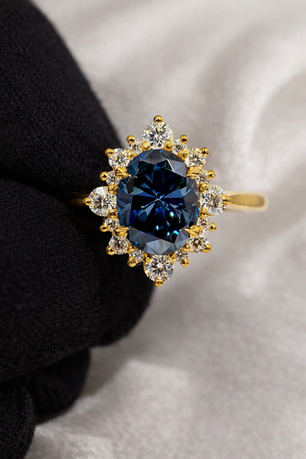 Oval Cathedral Engagement Ring Four Claw Prong Setting Diiro Ring.
