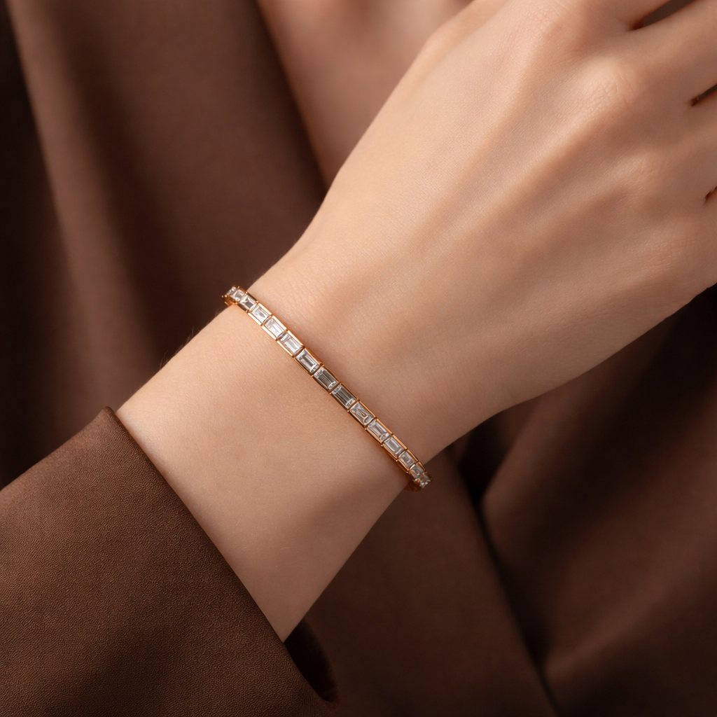 Baguette diamond tennis bracelet for women
