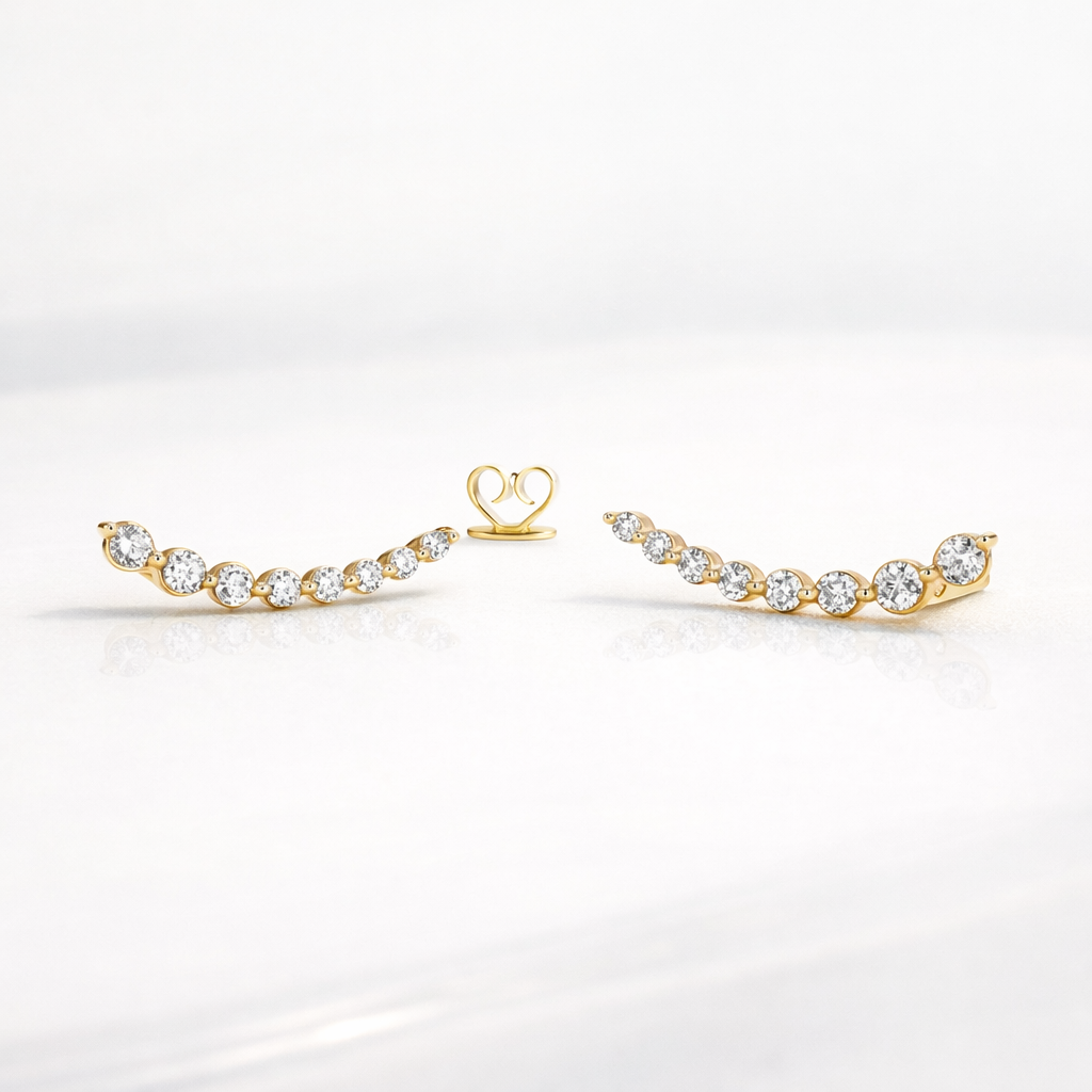 Lab Grown Diamond Ear Crawler Earrings Custom Diiro Style
