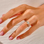 White gold pave engagement ring with diamond band
