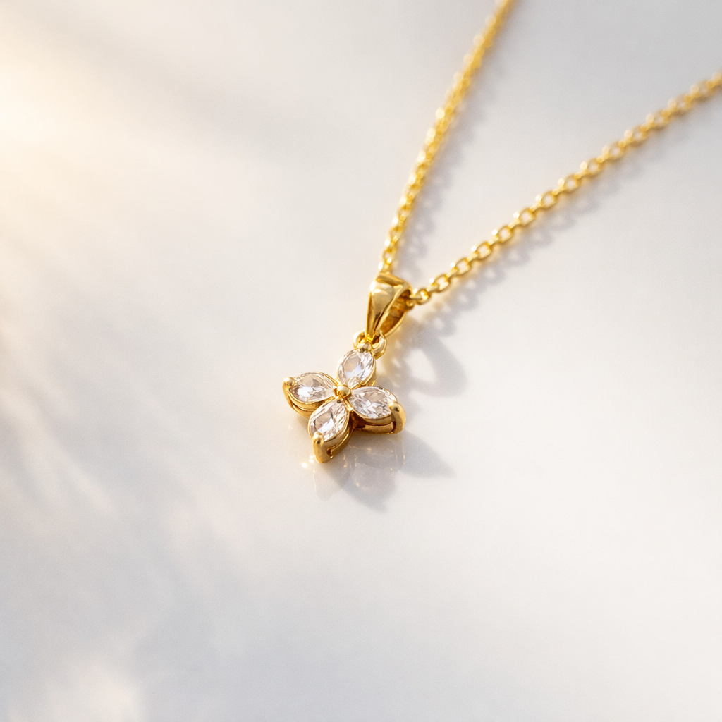 Flower Pendant Four Pear Cut Pendant Pear Cut Diamond Or Moissanite

