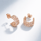 Small Gold Huggie Hoop Earrings With Diamond Accents

