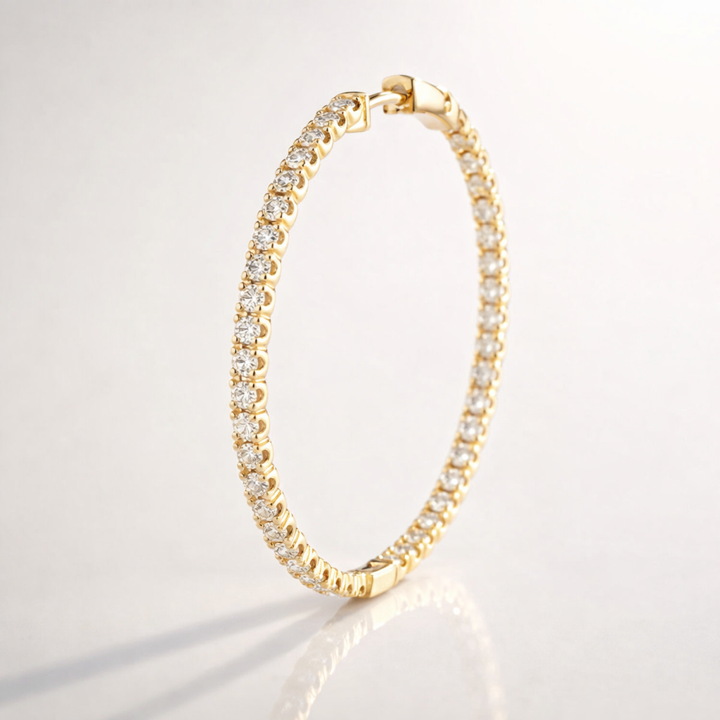 White Gold Diamond Hoop Earrings Elegant Luxury Style
