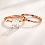 Emerald cut engagement ring with wedding band set
