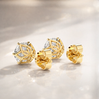 Diamond Stud Earrings Featuring Classic Solitaire Style
