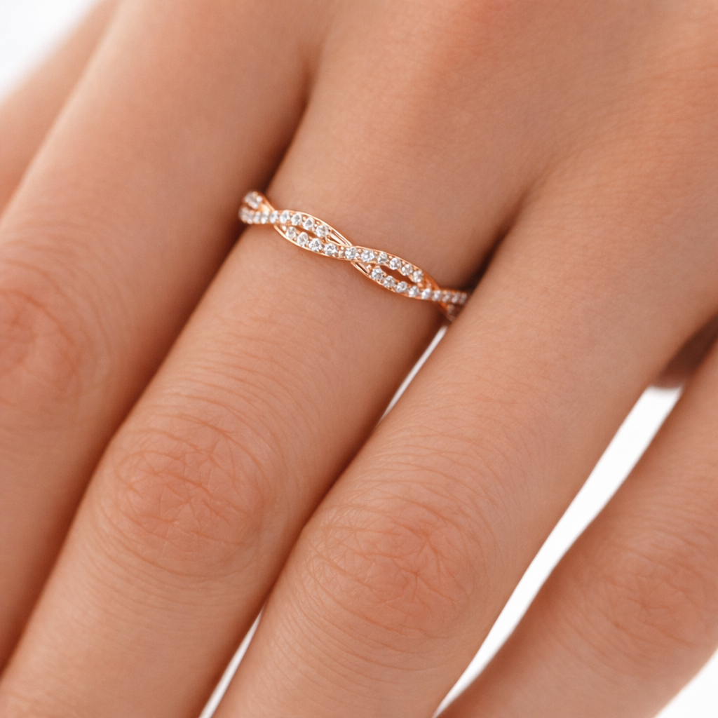 Elegant Diamond Twist Eternity Band For Women
