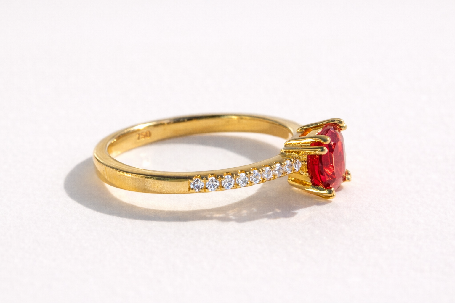 July Stone Birthstone East West Ring Yellow Gold Engagement Ring Diiro.
