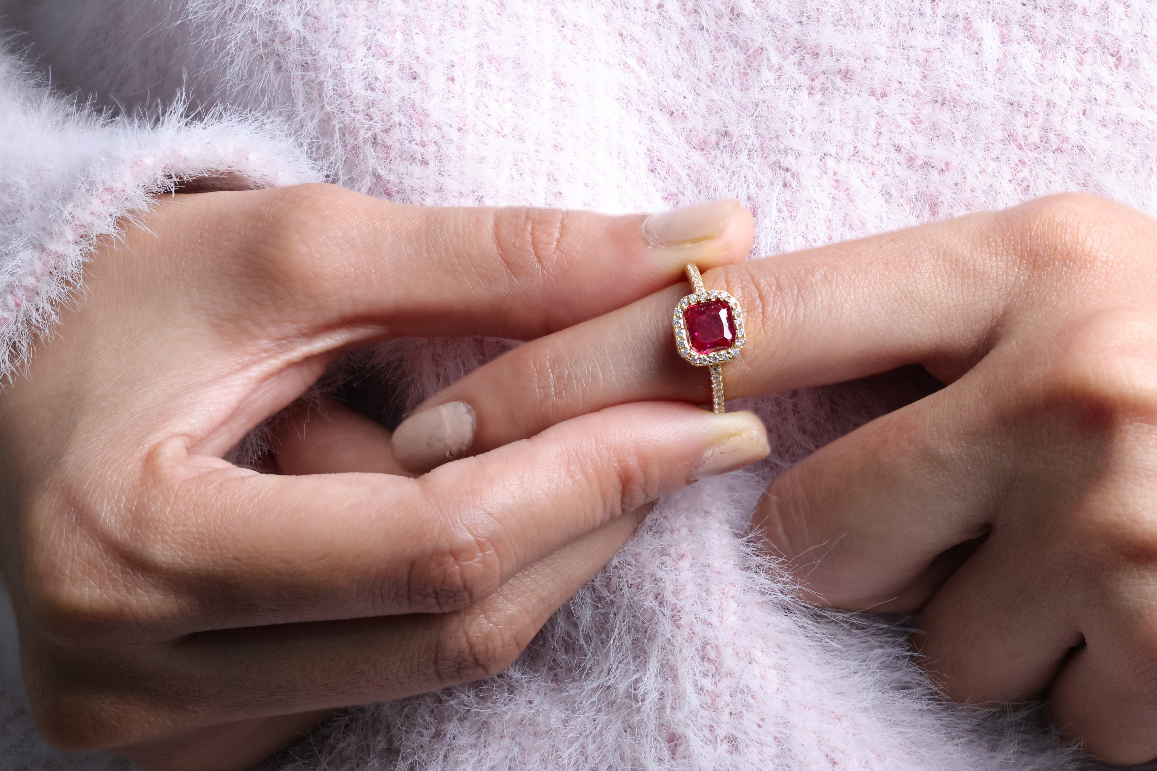 Princess Cut Ring January Birthstone Ring Diamond Halo Engagement Ring Diiro.
