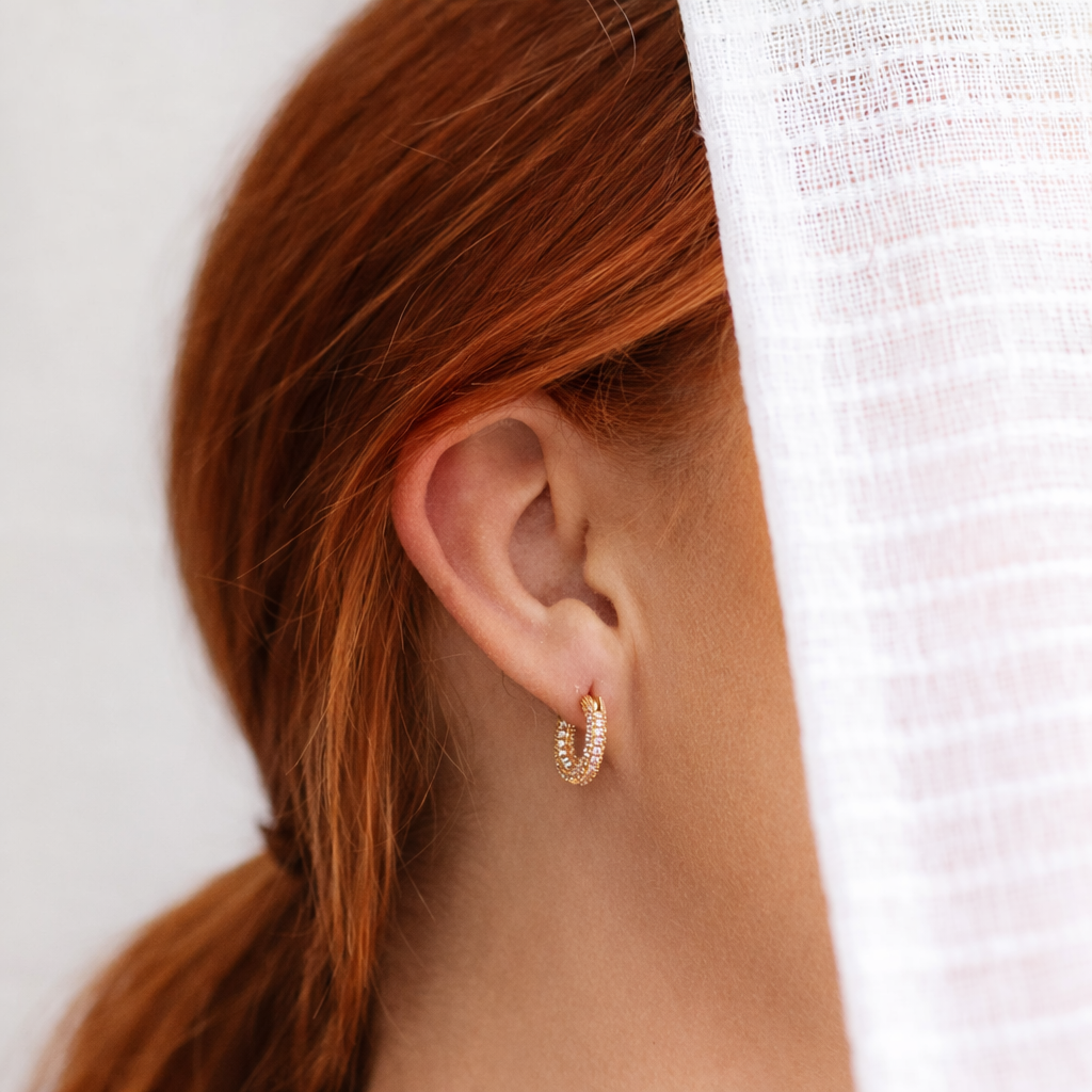Custom Earrings Diamond Huggie Earrings Small Hoop Earrings
