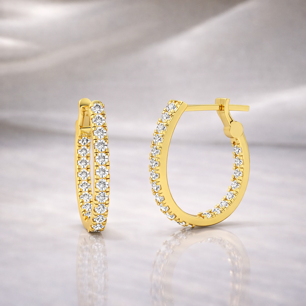 Diamond Huggies Small Hoop Earrings Round Cut Diamond
