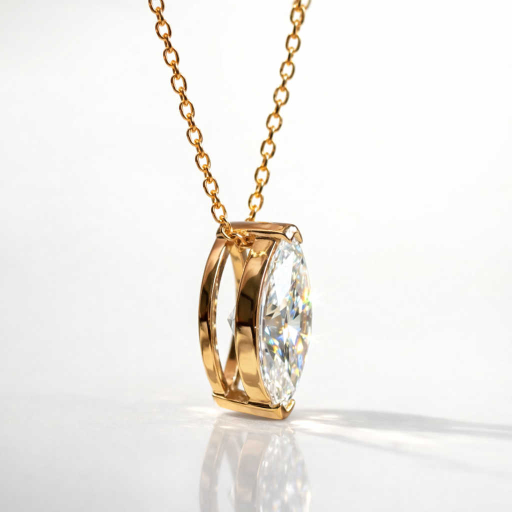Classic Gold Cross Pendant With Round Diamond In A 4-Prong Setting.
