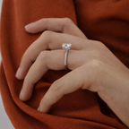 Hidden Halo Diamond Ring With Radiant Cut Center Stone

