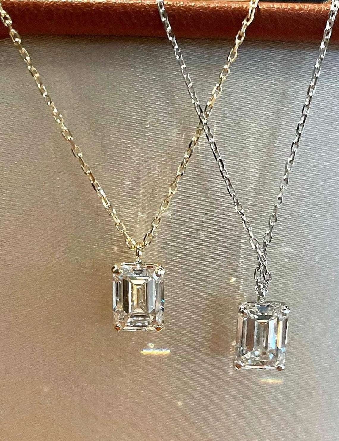 Diamond Emerald Cut Pendant Featuring Solitaire Diamond Pendant Design By Diiro

