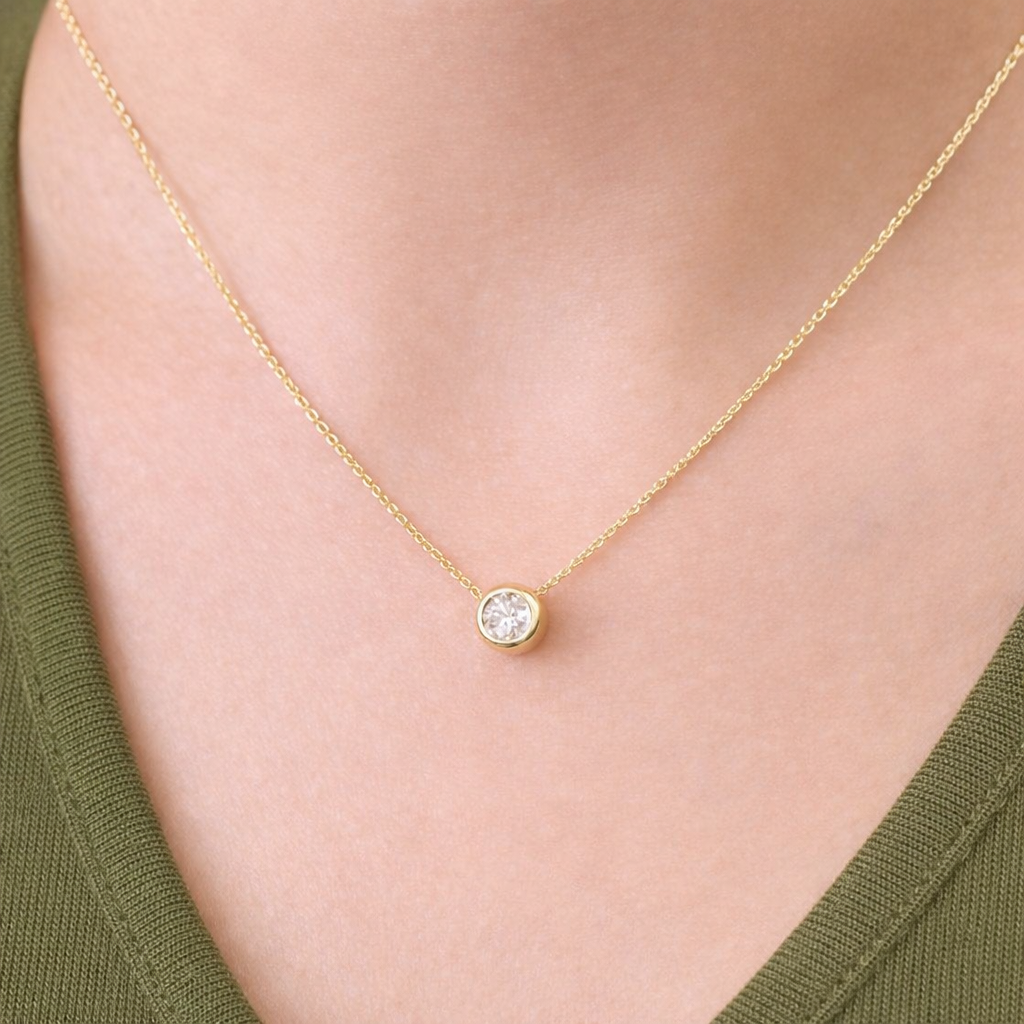 Custom Moissanite Pendant Featuring Bezel Set Diamond Pendant Look By Diiro

