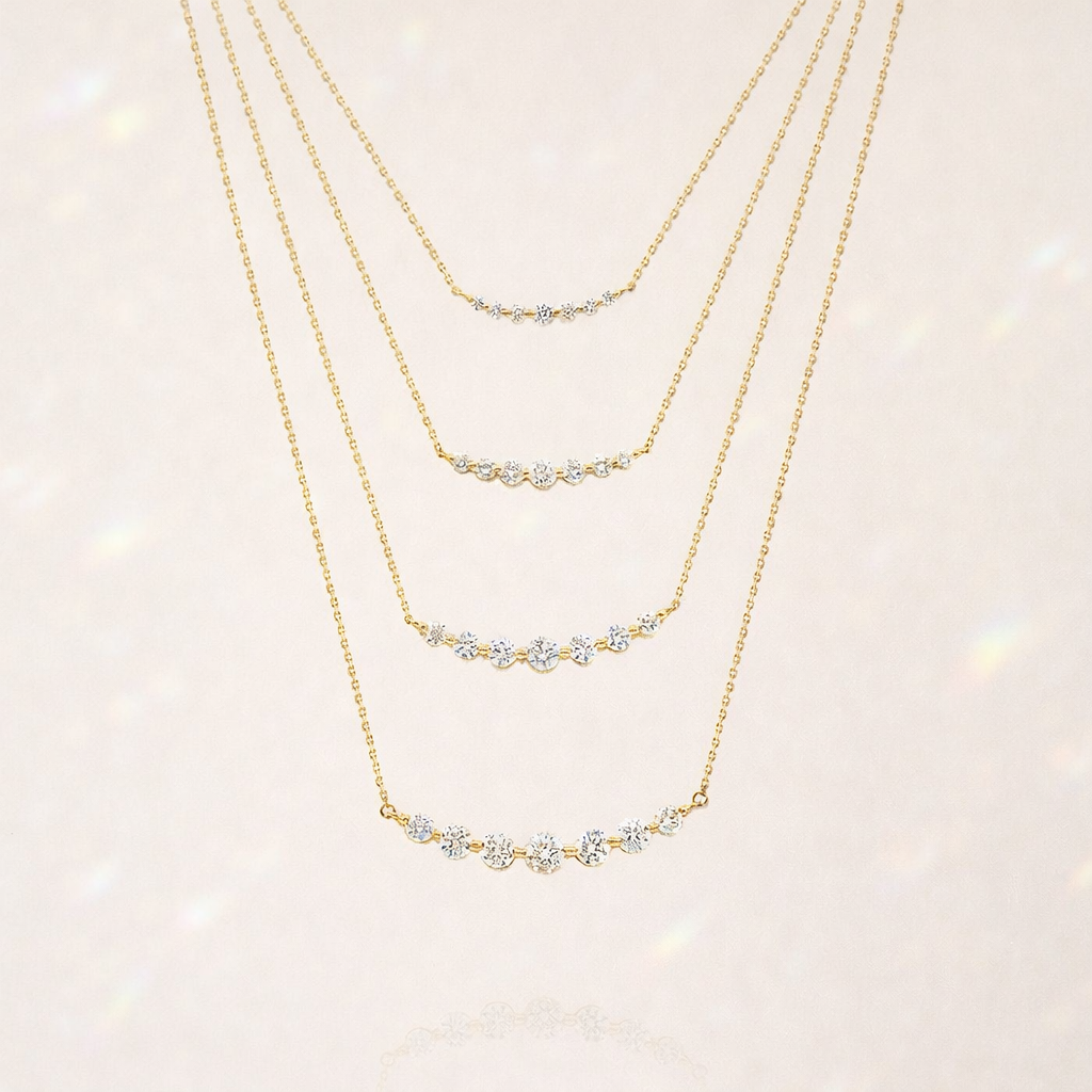 Gold Diamond Pendant With 7 Stone Round Cut Diamond Or Moissanite By Diiro Pendants
