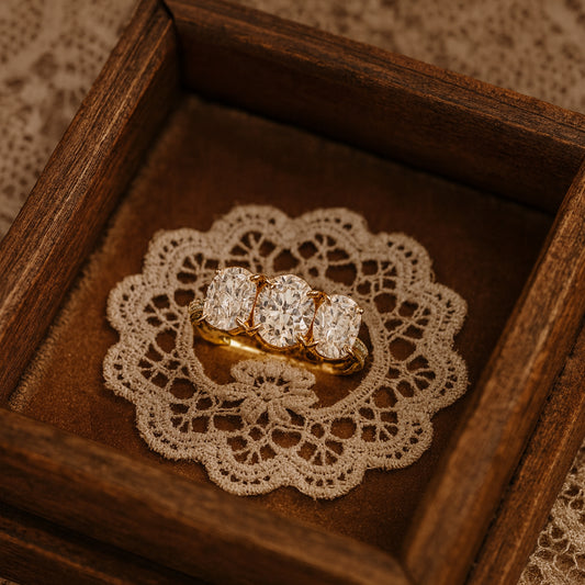 Elegant Trio Oval Cut Lab Grown Diamond Ring For Women