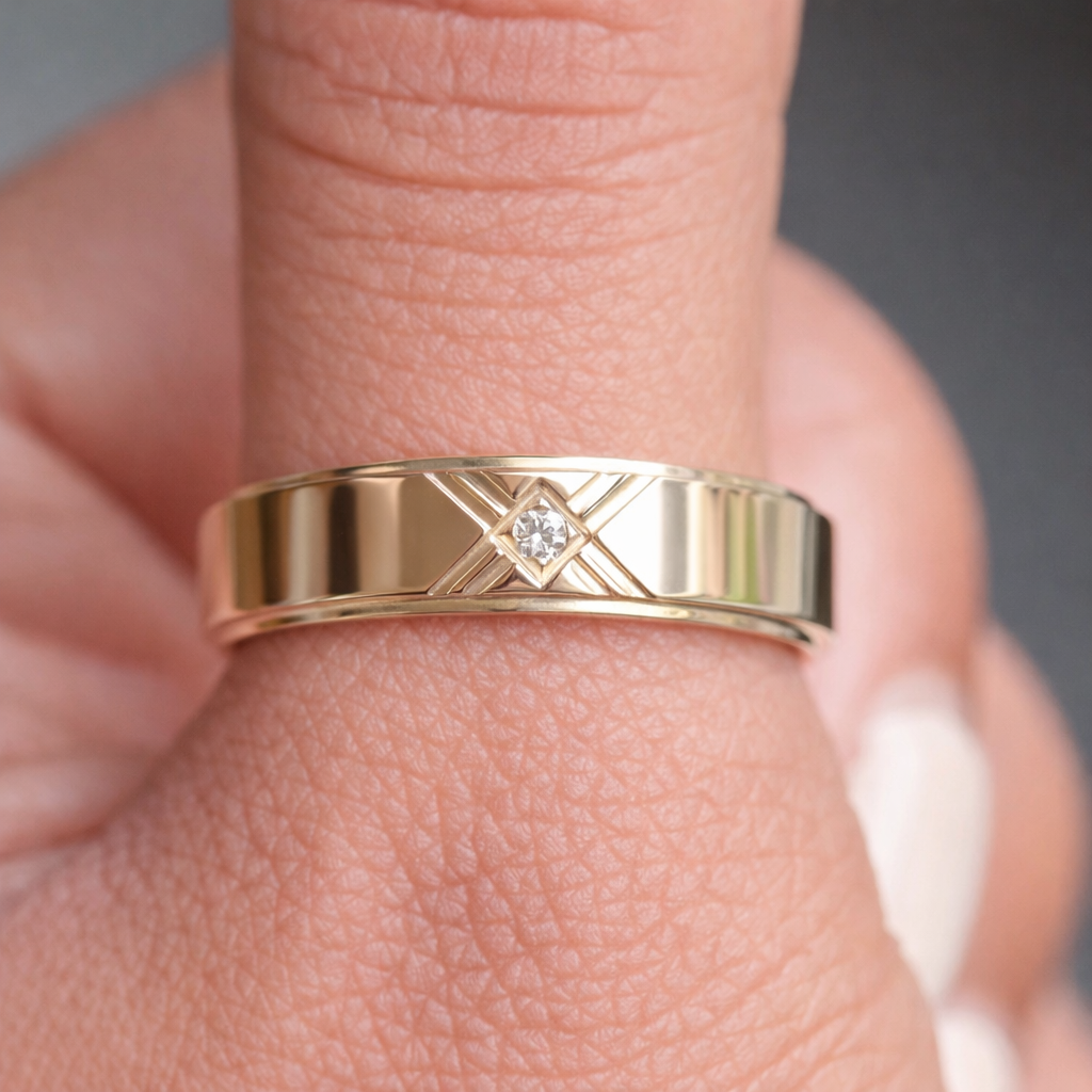 Diamond Ring For Men Moissanite Ring Men Art Deco Mens Wedding Band Style.
