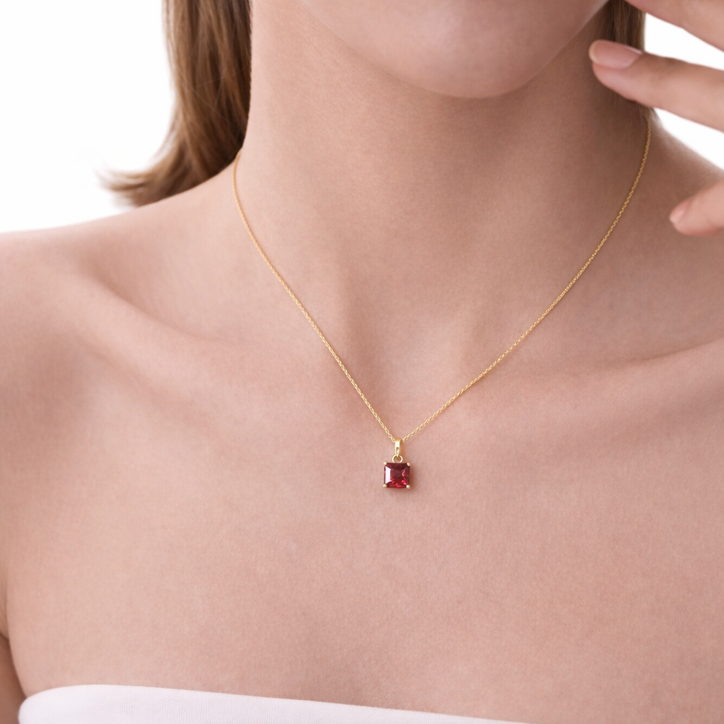 Diamond Solitaire Pendants Garnet Pendant Birthstone Pendant
