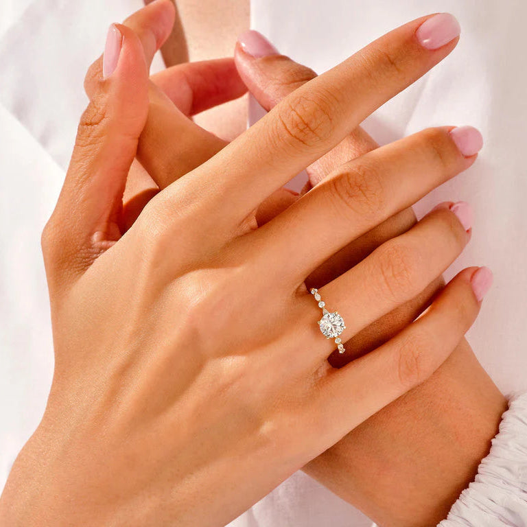 White gold pave bridal ring set for women
