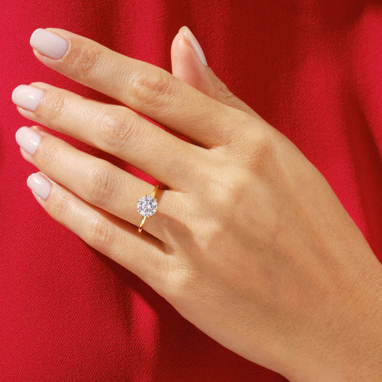 Six claw prong solitaire engagement ring design
