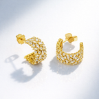 Diamond Hoop Earrings In Yellow Gold Huggie Design
