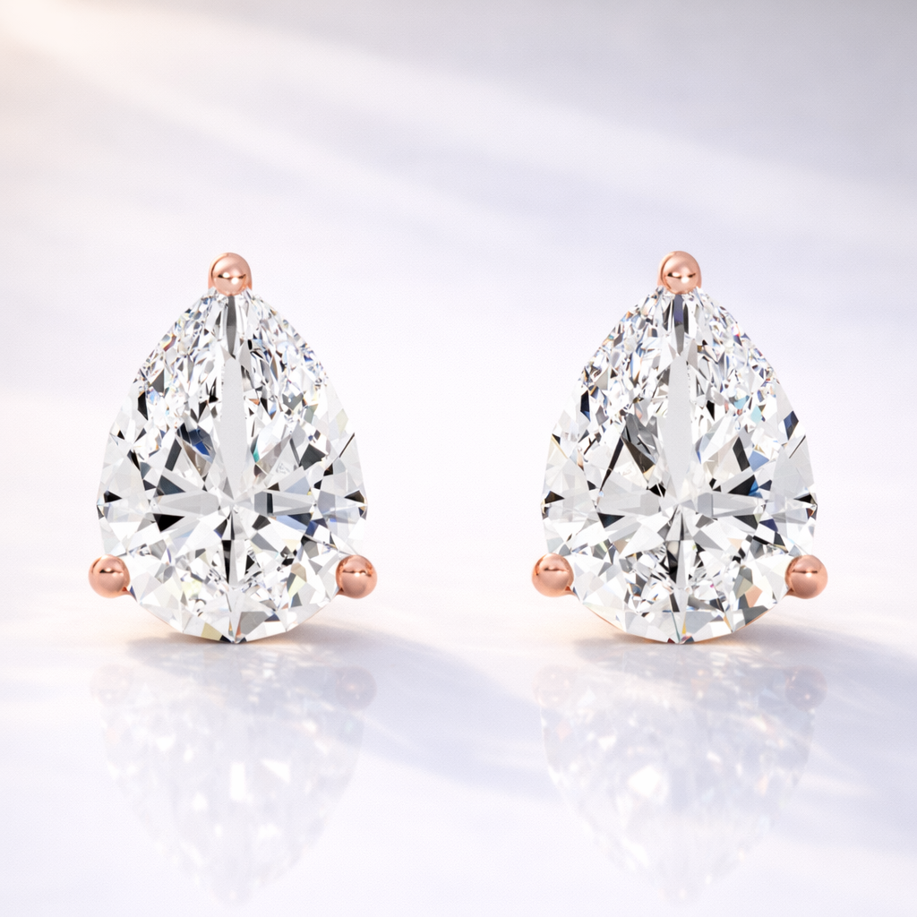 Lab Grown Diamond Earrings In Teardrop Stud Style
