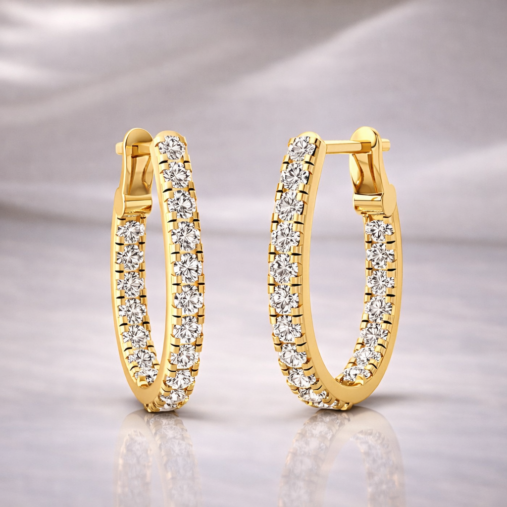 Moissanite Earrings Diamond Huggies Round Cut Diamond
