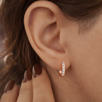 Diiro Earrings Solid Gold Huggie Earrings Baguette Cut
