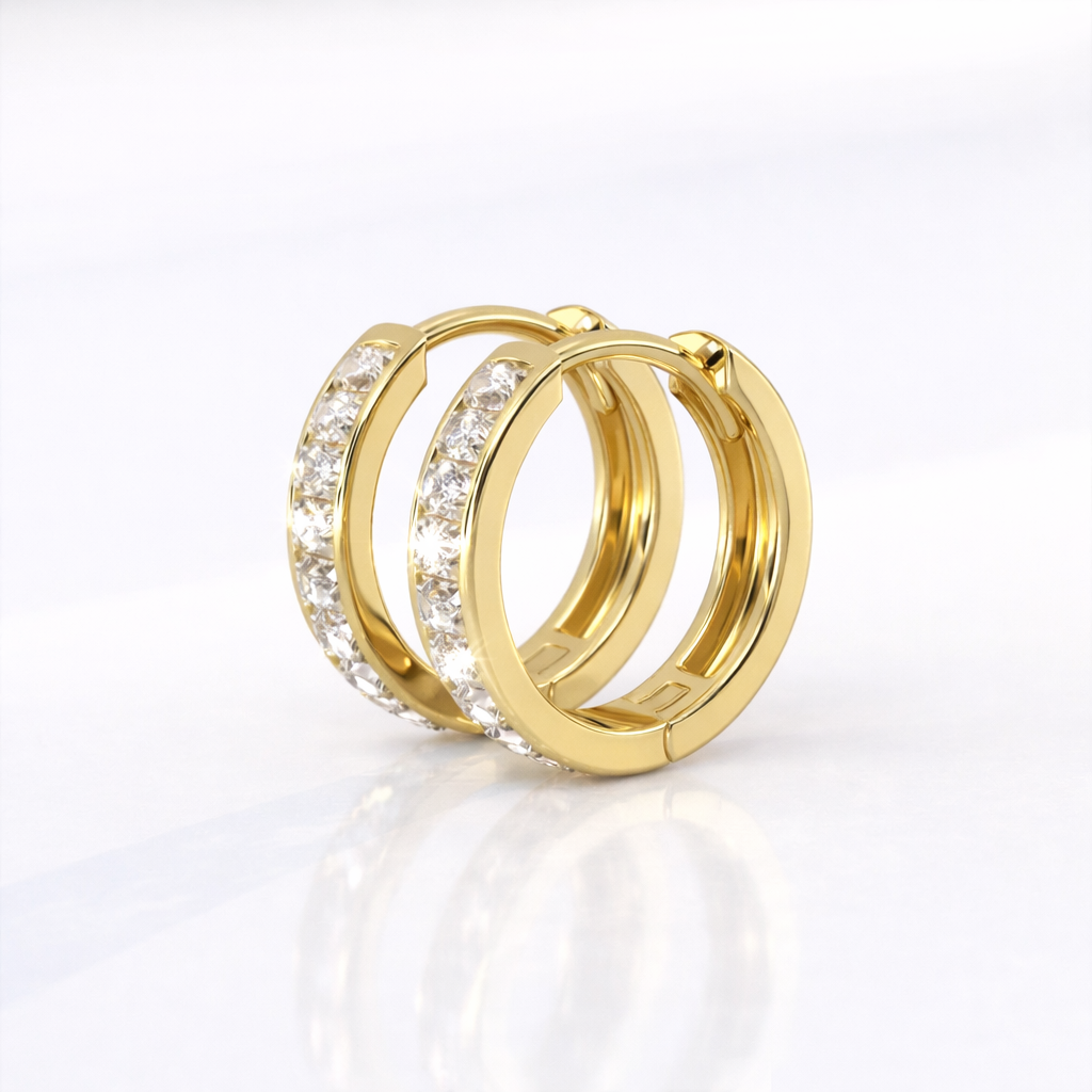 Baguette Huggie Earrings Channel Set Huggie Earrings Moissanite Earrings
