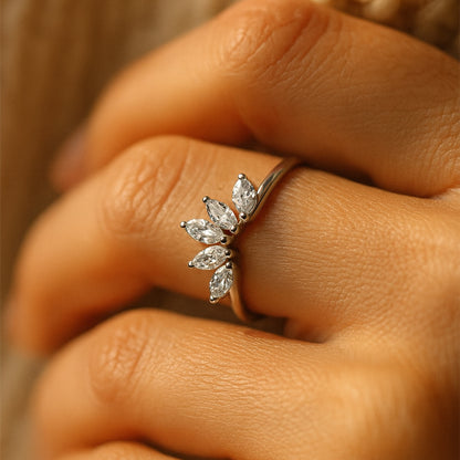 Fine Jewelry Marquise Cut Diamond Ring Crafted In White Gold With Nature Inspired Style