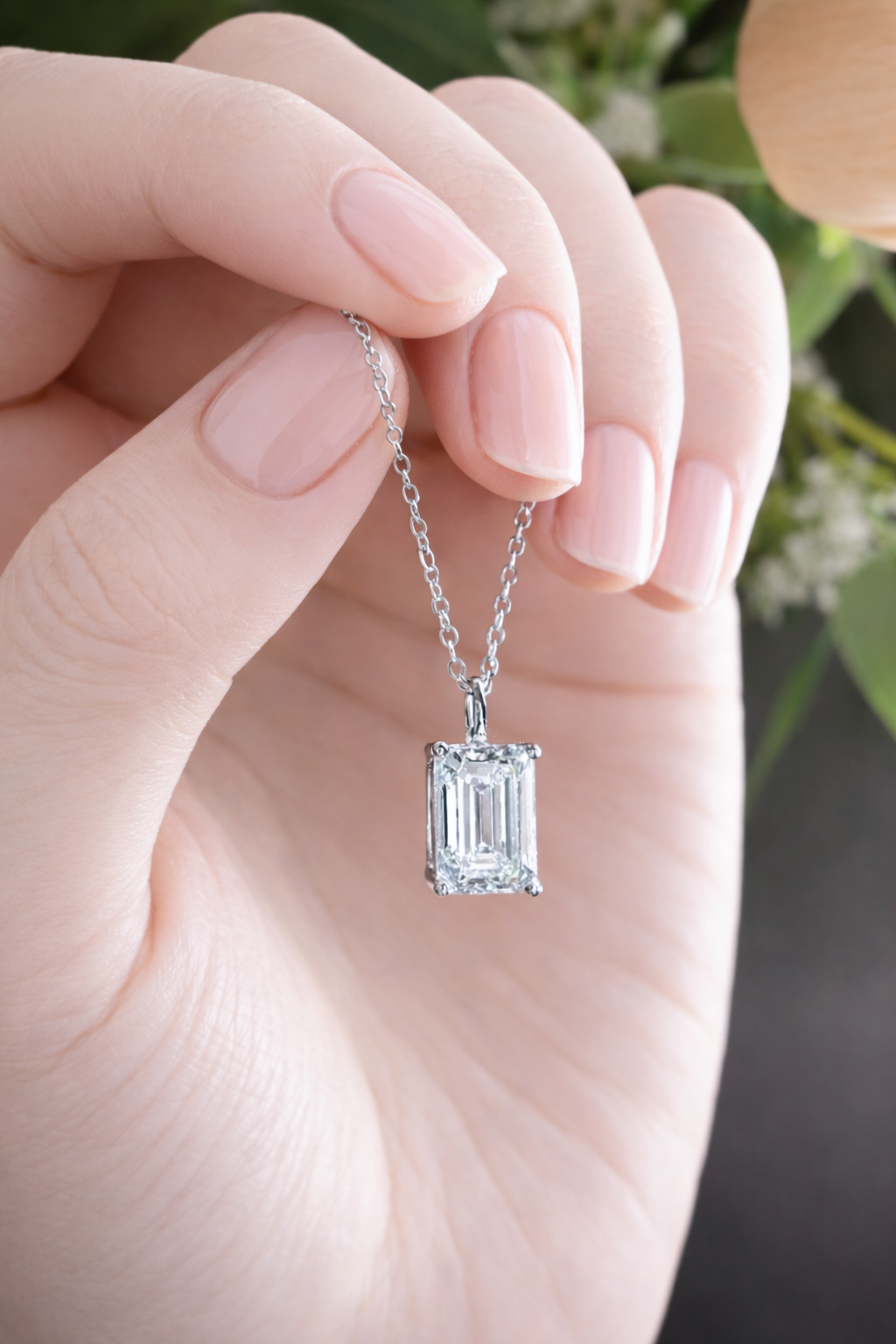 Diamond Emerald Cut Pendant Featuring Solitaire Diamond Pendant Design By Diiro
