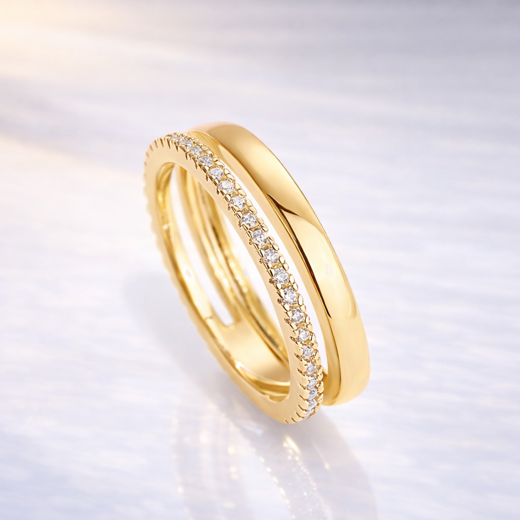 Round Cut Diamond Wedding Band One Simple Band White Gold Stacking Ring.
